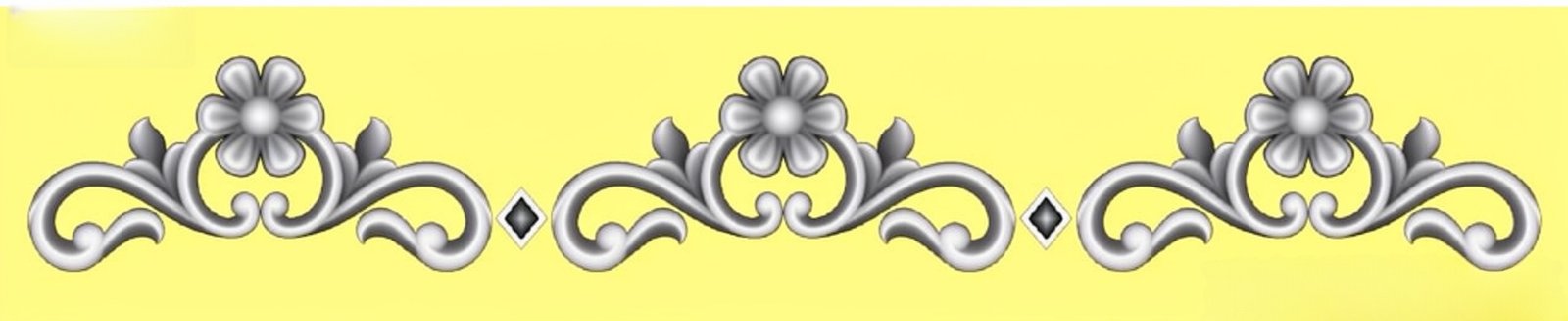 Mix - MIX-66 Elegant Floral Swirl Ornamental Border 3D Relief Model